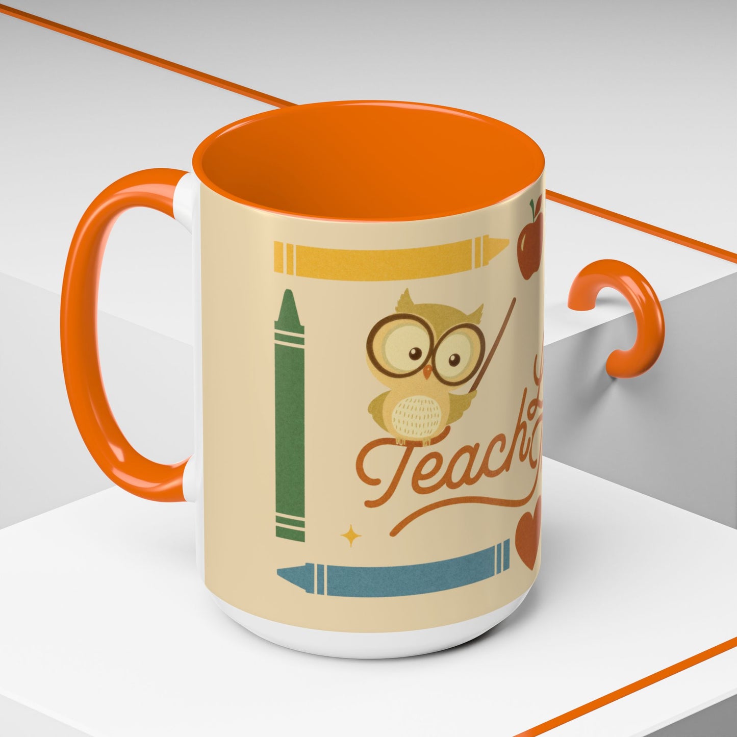 Teach Love Inspire Color Accent Mug (11oz/15oz) – Teacher Gift • Back to School • Durable Ceramic, Dishwasher & Microwave Safe