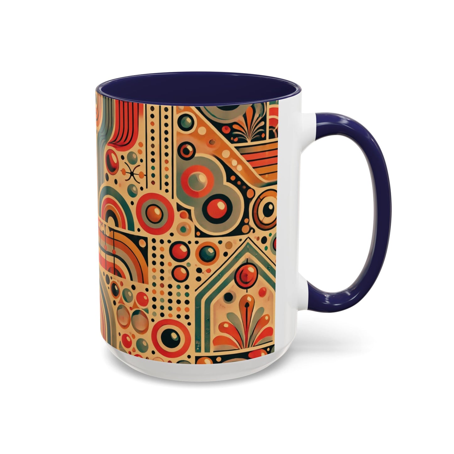 🌿 Retro Boho Accent Coffee Mug | 11oz & 15oz Ceramic Cup | Custom Colors Available