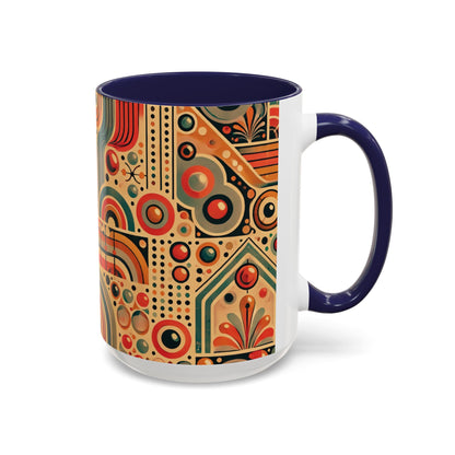 🌿 Retro Boho Accent Coffee Mug | 11oz & 15oz Ceramic Cup | Custom Colors Available