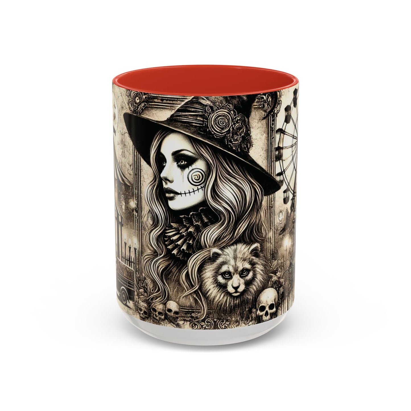 Creepy Circus Witch Mug | Vintage Halloween Accent Coffee Mug (11oz/15oz)