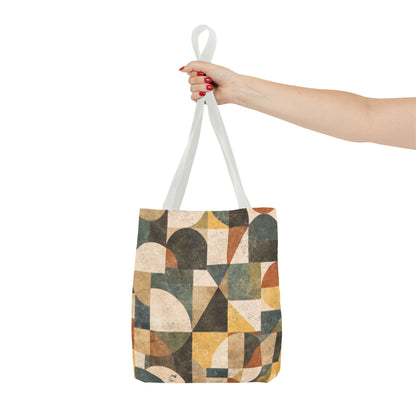 Mid-Century Geometric Canvas Tote Bag