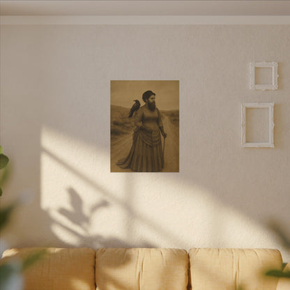 Bearded Lady with Crow – Matte Canvas Print (Gallery-Wrapped) 0.75"