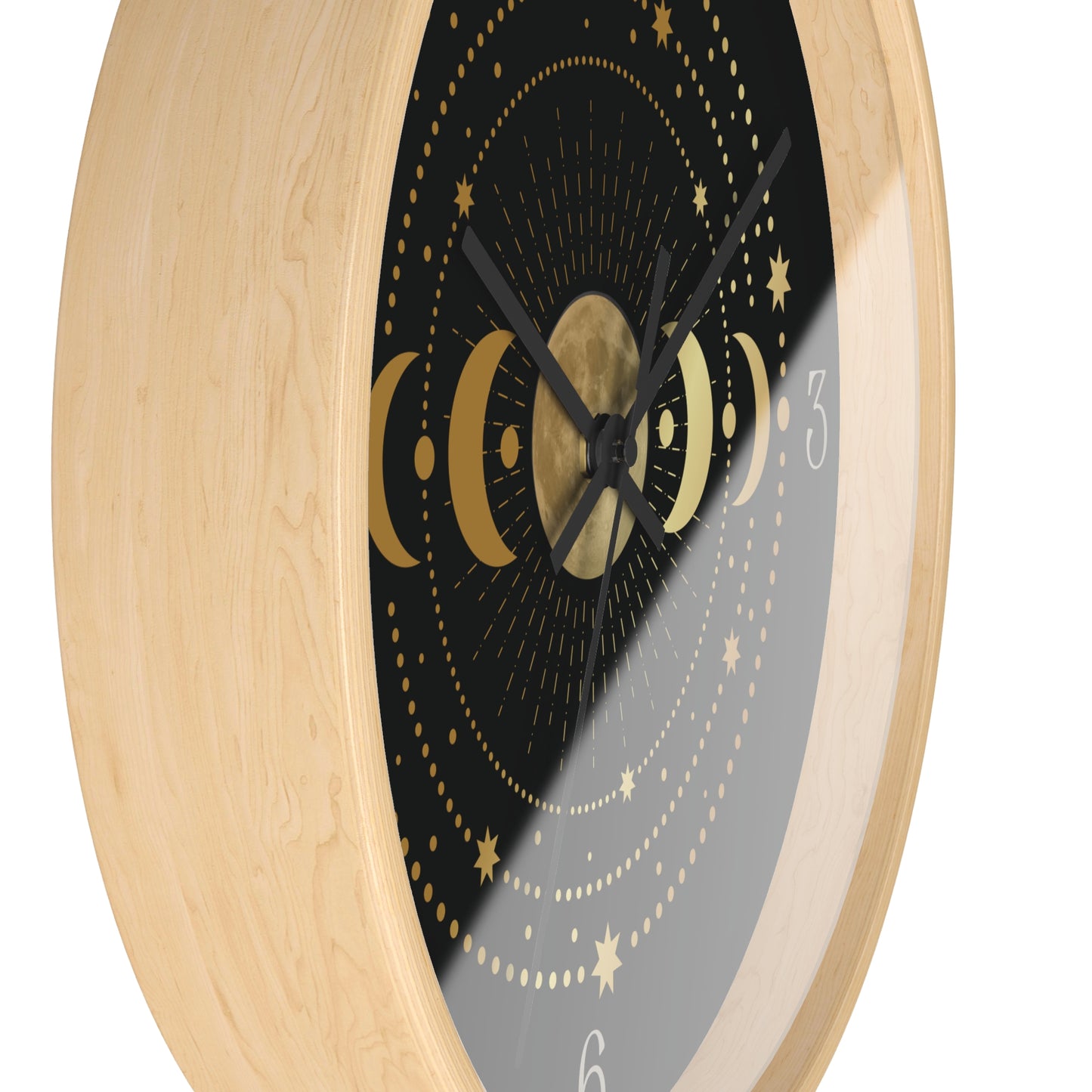 Moon Phase Wall Clock – Gold Celestial Lunar 10" Decor