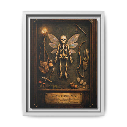 Fairy Specimen No. 2 Framed Canvas Print – Skeletal Fairy Wall Art, Dark Curiosity Cabinet Decor