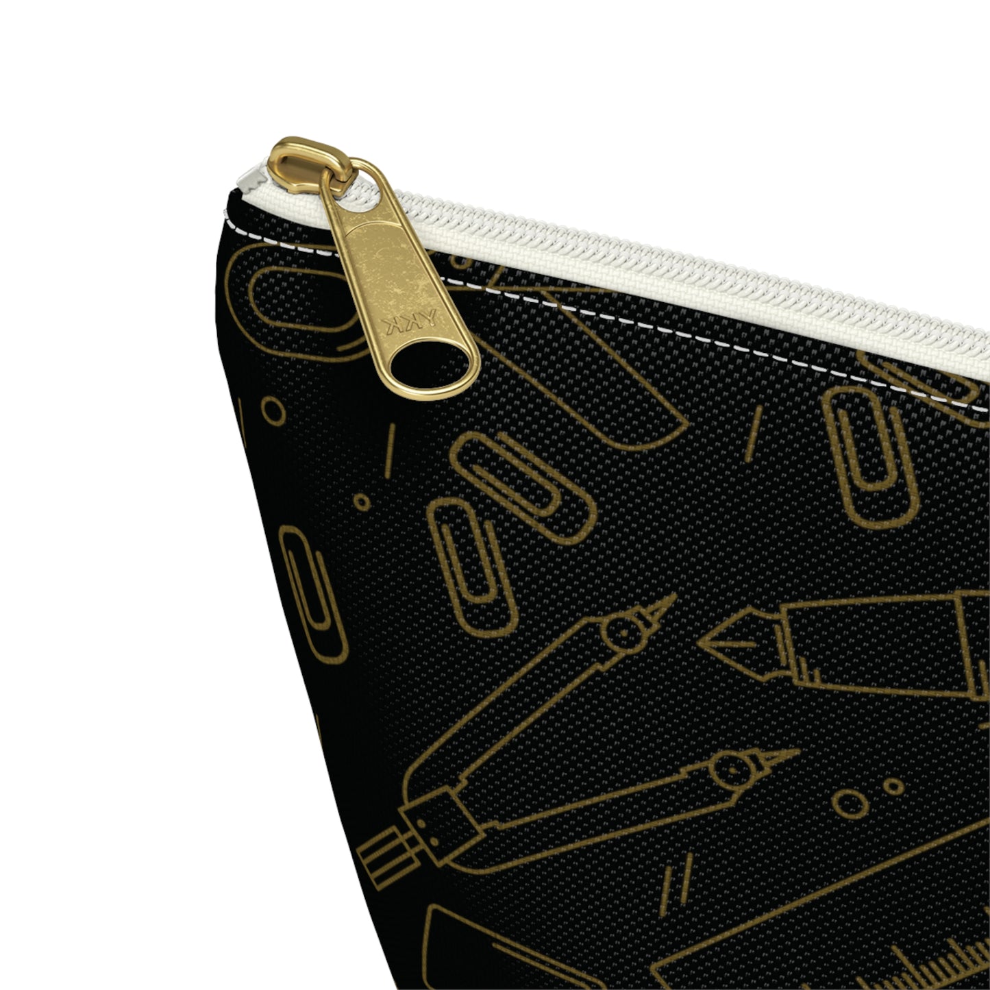 Black & Gold Artist Sketch T-Bottom Pouch • Stylish Pencil Case or Makeup Bag • Small or Large Sizes
