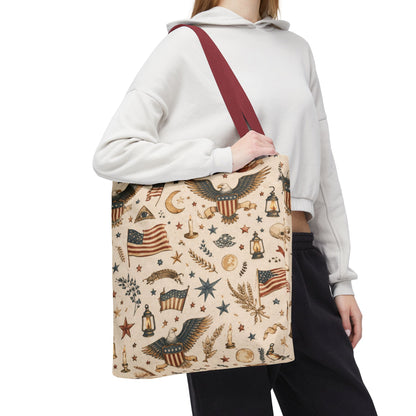 Americana Symbol Styled Canvas Tote Bag