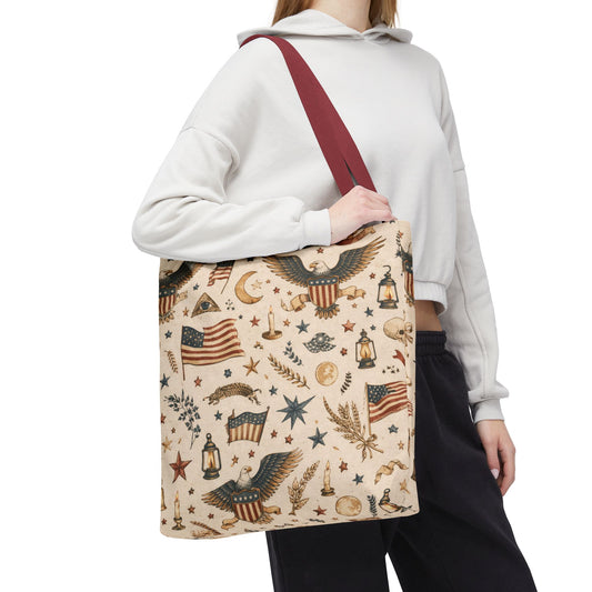 Americana Symbol Styled Canvas Tote Bag