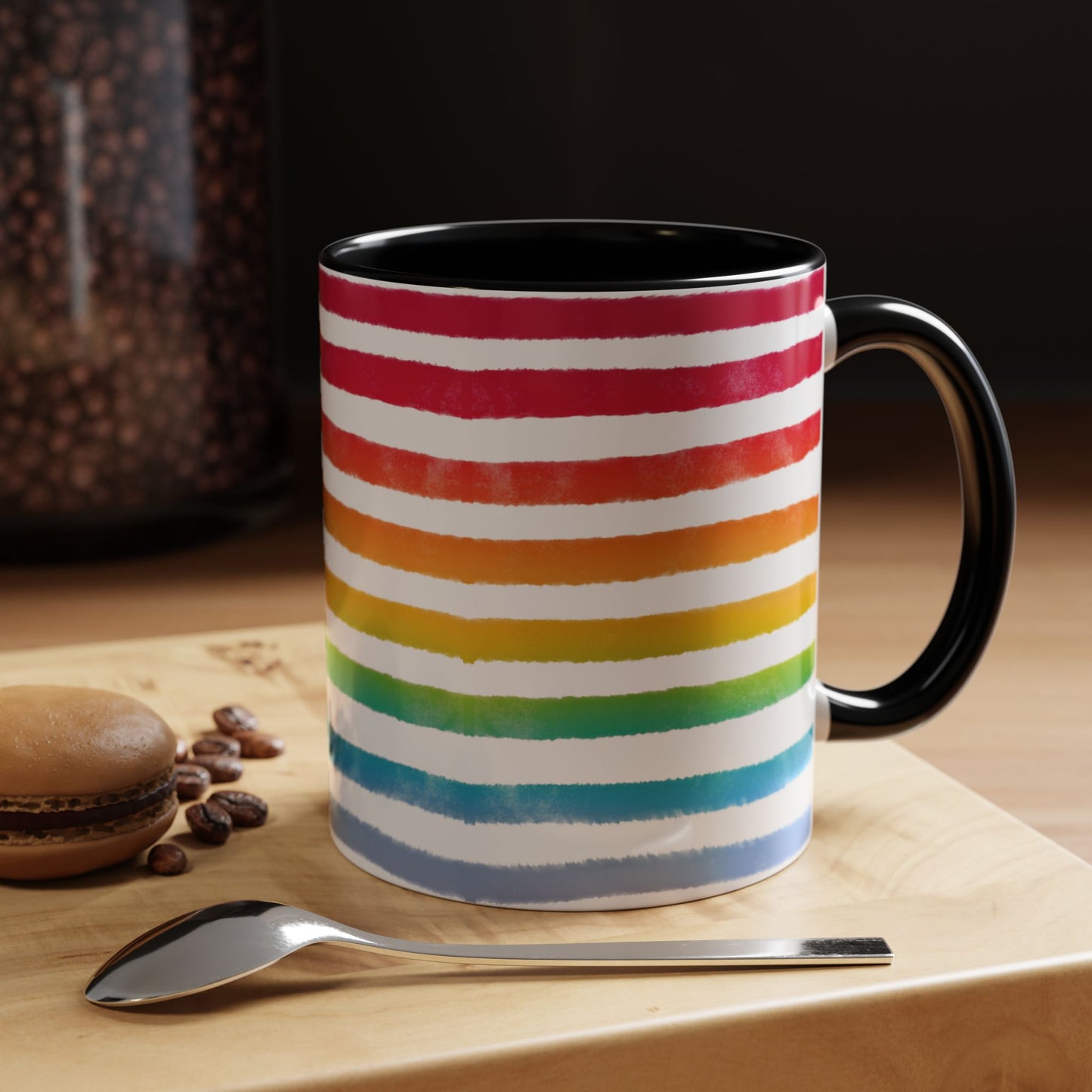 🌈 Bold Rainbow Stripes Pride Mug | 11oz/15oz | Purple Accent