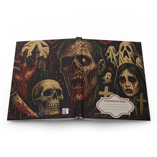 Premium Matte Hardcover Journal – Creepy Zombie, Ghosts & Graveyard Art | Matte Composition Notebook
