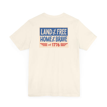 Happy 4th / Land of the Free Tee – Dual-Sided Print – Unisex Bella + Canvas Jersey T-Shirt