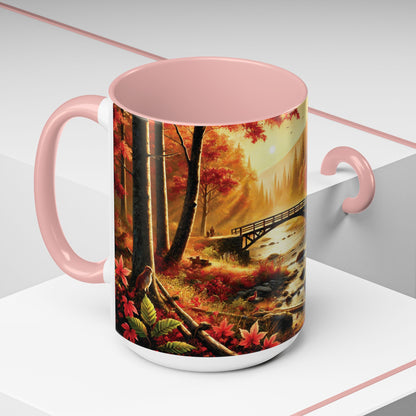 Cozy Autumn Cabin Mug | Fall Vibes Accent Coffee Mug (11oz/15oz)