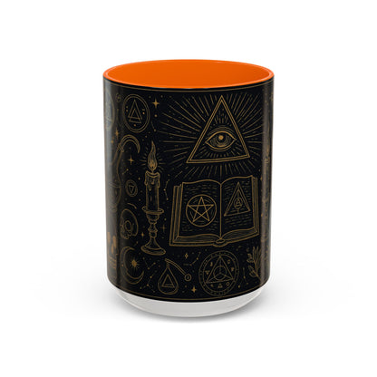 Witchy Aesthetic Coffee Mug – 15oz Black & Purple Ceramic with Occult Symbols – Goth Kitchen Decor, Halloween Gift Idea - 11oz/15oz