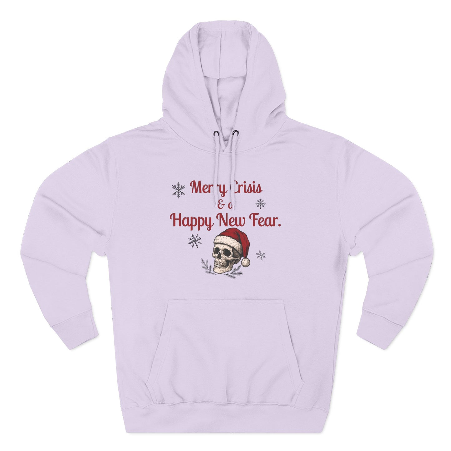 Merry Crisis & a Happy New Fear Hoodie — Gothic Christmas Skull, Premium Lane Seven Fleece (S–2XL)