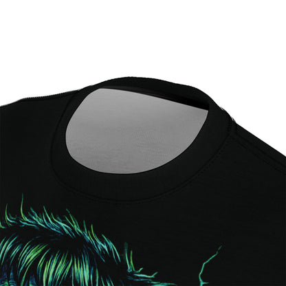 Frankenstein's Monster AOP Halloween T-Shirt – Electric Neon Green Extra Large Print Tee (All-Over Print)