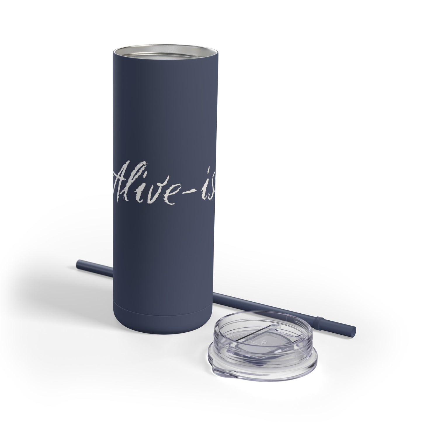 “Alive-ish” Matte Tumbler – 20oz Maars Skinny Tumbler with Straw | Chalk Script Hydration Statement