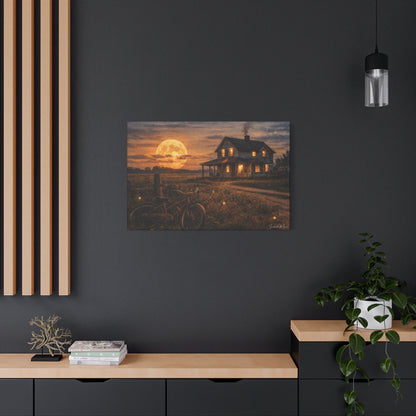 Moonlit Country House Landscape Matte Canvas Print 1.25"