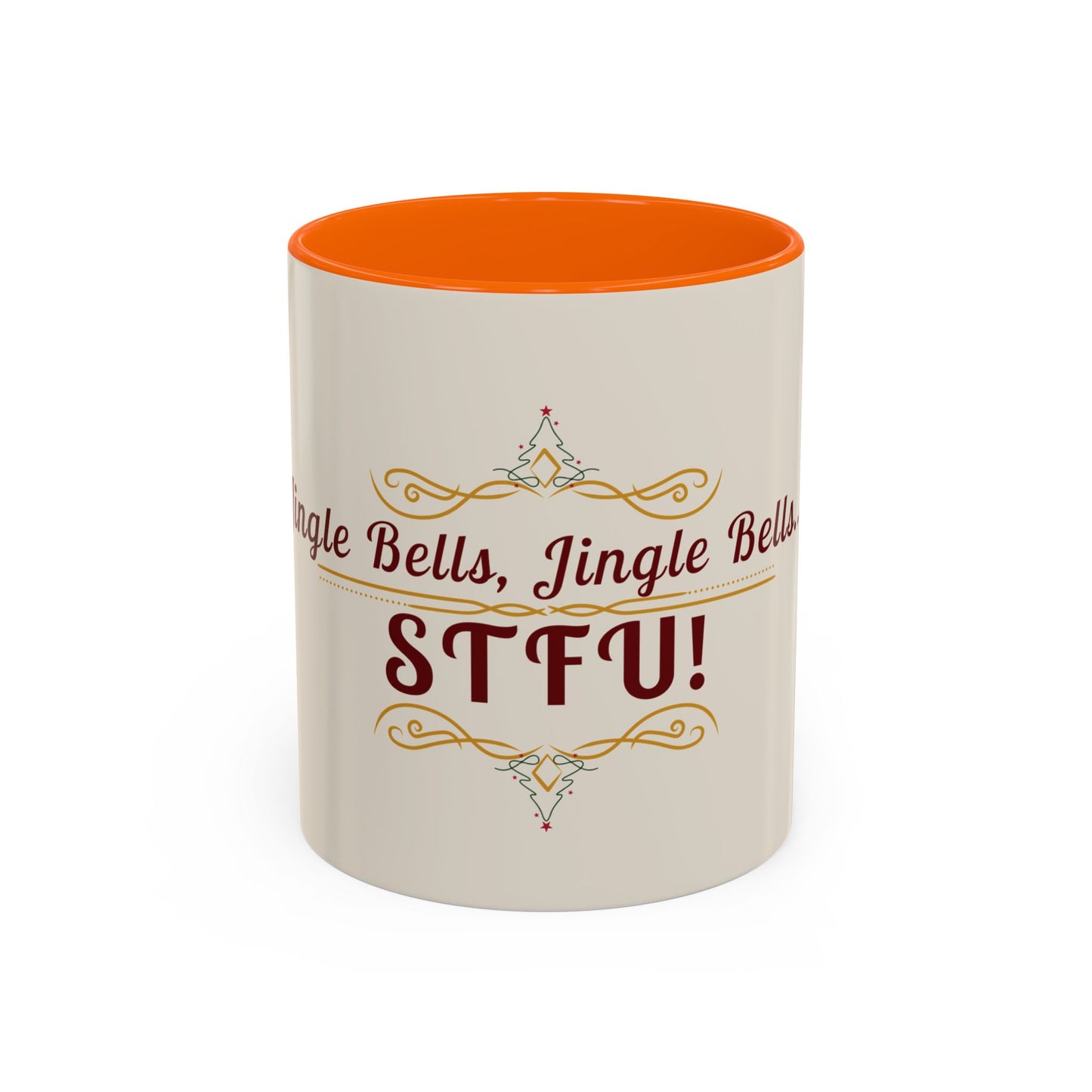 "Jingle Bells... STFU" Holiday Coffee Mug – Funny Christmas Ceramic Cup, Color Accent, Glossy & Durable