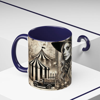 Creepy Circus Witch Mug | Vintage Halloween Accent Coffee Mug (11oz/15oz)