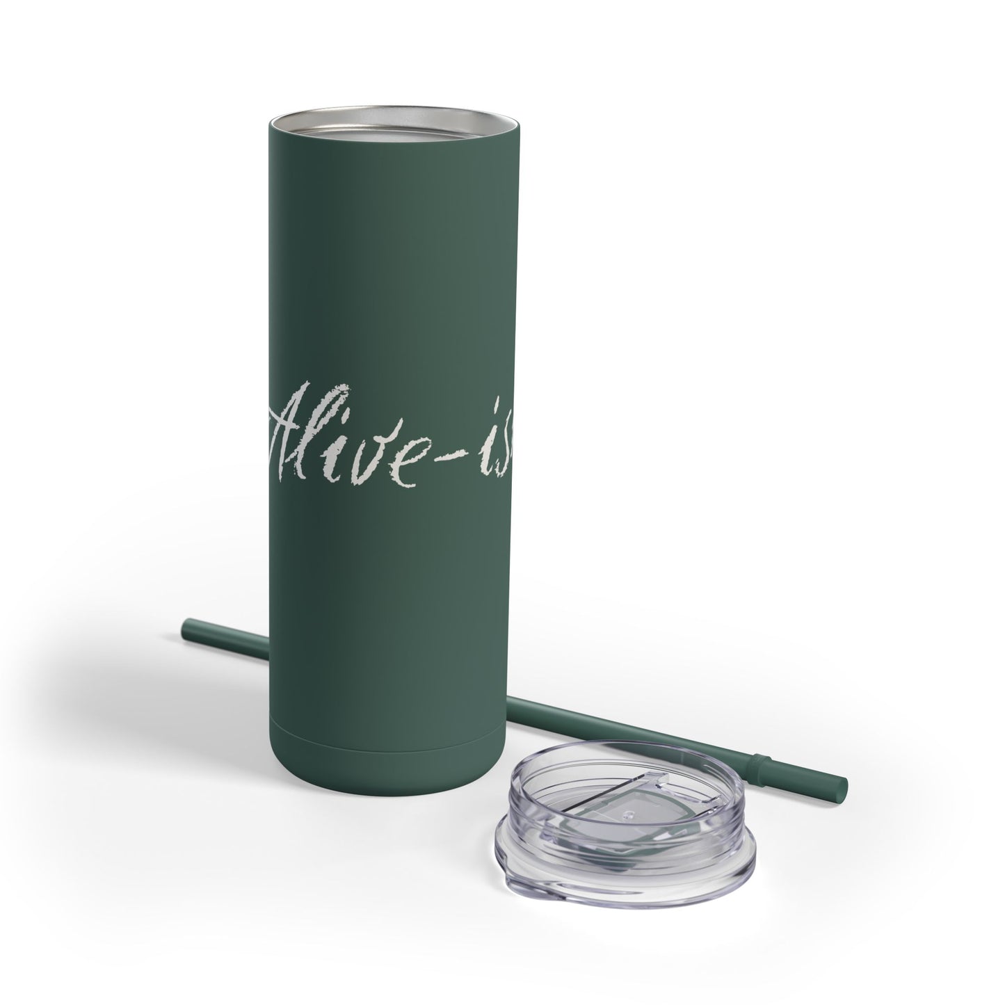 “Alive-ish” Matte Tumbler – 20oz Maars Skinny Tumbler with Straw | Chalk Script Hydration Statement