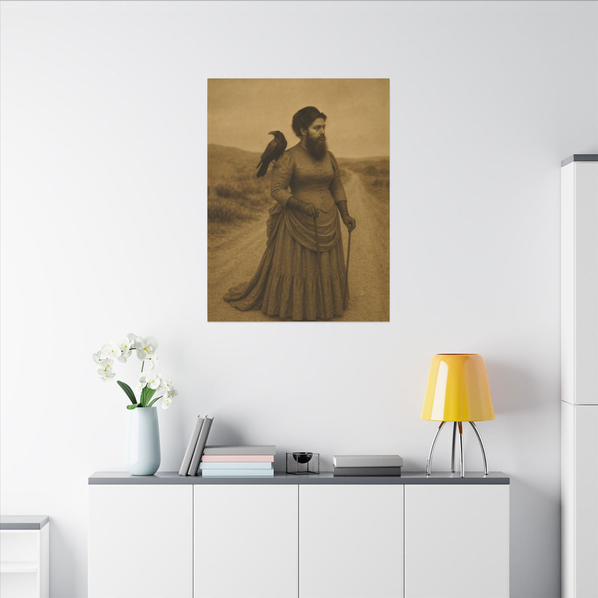 Bearded Lady with Crow – Matte Canvas Print (Gallery-Wrapped) 0.75"
