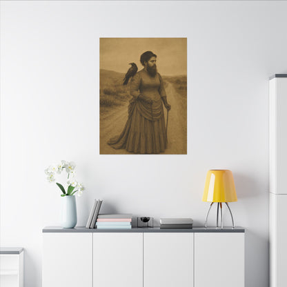 Bearded Lady with Crow – Matte Canvas Print (Gallery-Wrapped) 0.75"