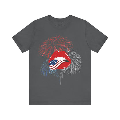 American Flag Lips Tee – Unisex Bella + Canvas Jersey Tee - 4th of July