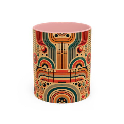 🌿 Retro Boho Accent Coffee Mug | 11oz & 15oz Ceramic Cup | Custom Colors Available