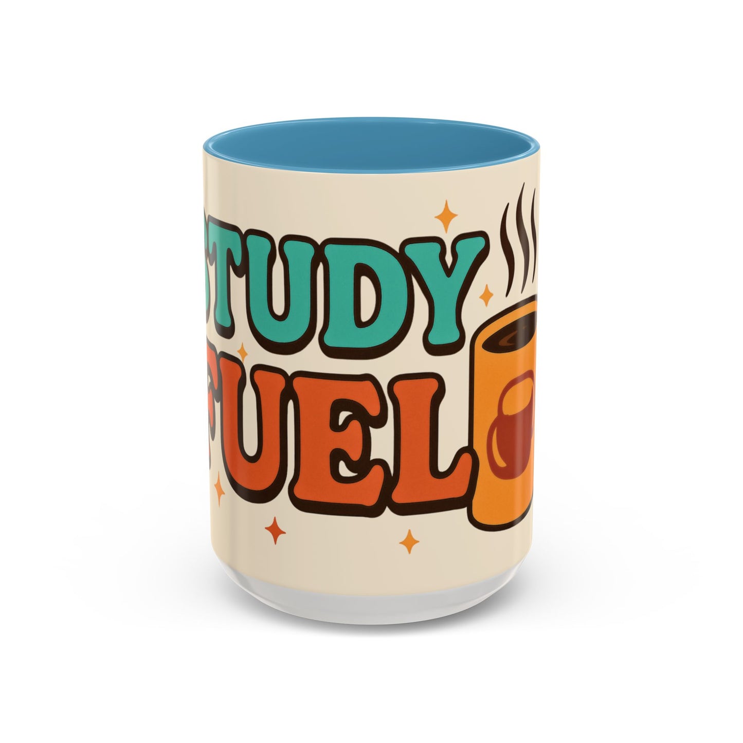 Study Fuel Color Accent Mug (11oz/15oz) – Retro Teacher/Student Coffee Cup • Back to School • Durable Ceramic