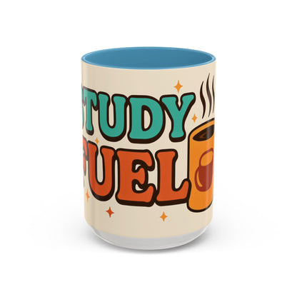 Study Fuel Color Accent Mug (11oz/15oz) – Retro Teacher/Student Coffee Cup • Back to School • Durable Ceramic