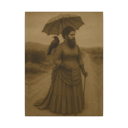 Bearded Lady with Crow – Matte Canvas Print (Gallery-Wrapped) 0.75"