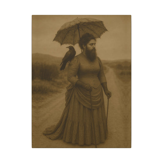 Bearded Lady with Crow – Matte Canvas Print (Gallery-Wrapped) 0.75"