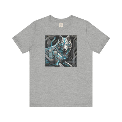 Tech Cyber Wolf Unisex Jersey Tee - Futuristic Animal Print Animal T-Shirt