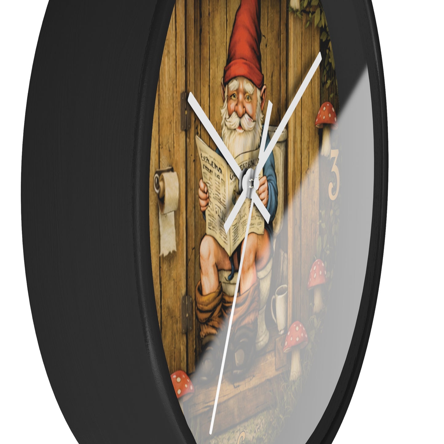 Funny Gnome Toilet Wall Clock – “Occupied” Bathroom Decor 10"
