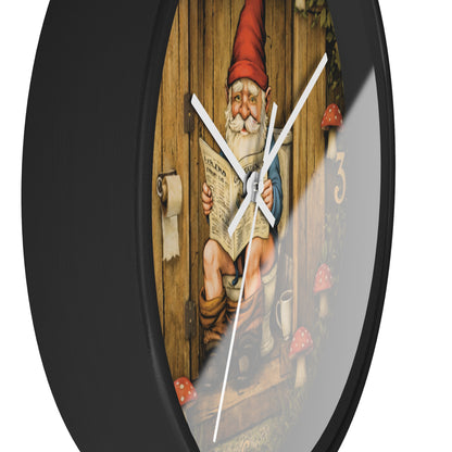 Funny Gnome Toilet Wall Clock – “Occupied” Bathroom Decor 10"