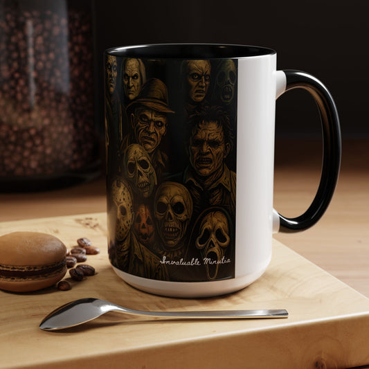 Horror Villain Collage Mug – 15oz & 11oz Ceramic Coffee Mug – Slasher Icons Halloween Gift – Goth Horrorcore Kitchen Decor