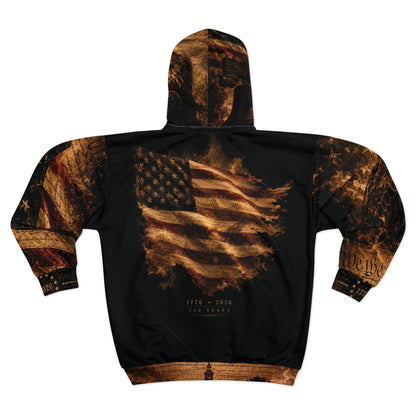 250th Anniversary 1776-2026 Patriotic Silhouette Zip Up Hoodie