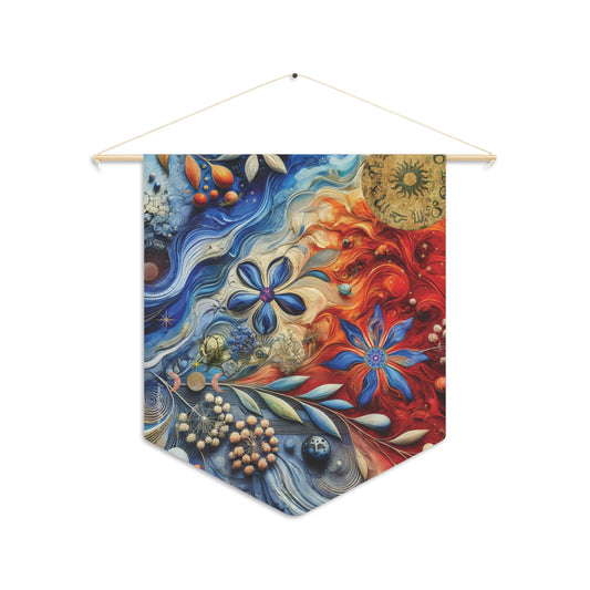 Celestial Nature Wall Banner – Surreal Botanical Pennant | Mystical Canvas Tapestry Decor