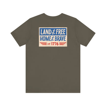 Happy 4th / Land of the Free Tee – Dual-Sided Print – Unisex Bella + Canvas Jersey T-Shirt