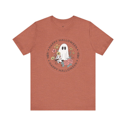 Happy Halloween Floral Ghost Tee – Bella+Canvas 3001
