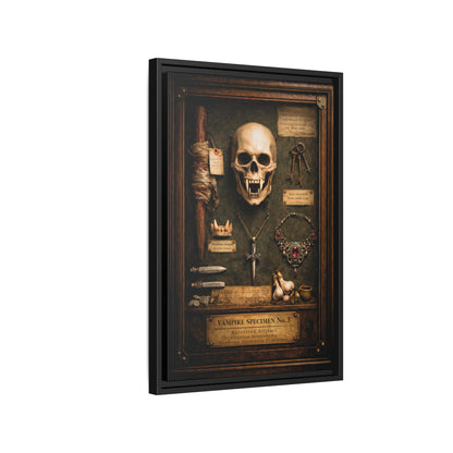 Framed Canvas Art – Vampire Specimen No. 3 | Gothic Vampire Wall Decor | Dark Academia Curiosity Cabinet Art