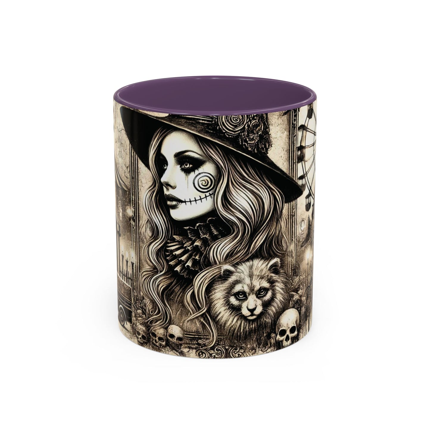 Creepy Circus Witch Mug | Vintage Halloween Accent Coffee Mug (11oz/15oz)