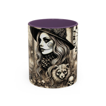 Creepy Circus Witch Mug | Vintage Halloween Accent Coffee Mug (11oz/15oz)