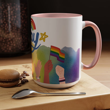 Bold Pride Accent Mug | Fun LGBTQ+ Gift | 11oz & 15oz Options