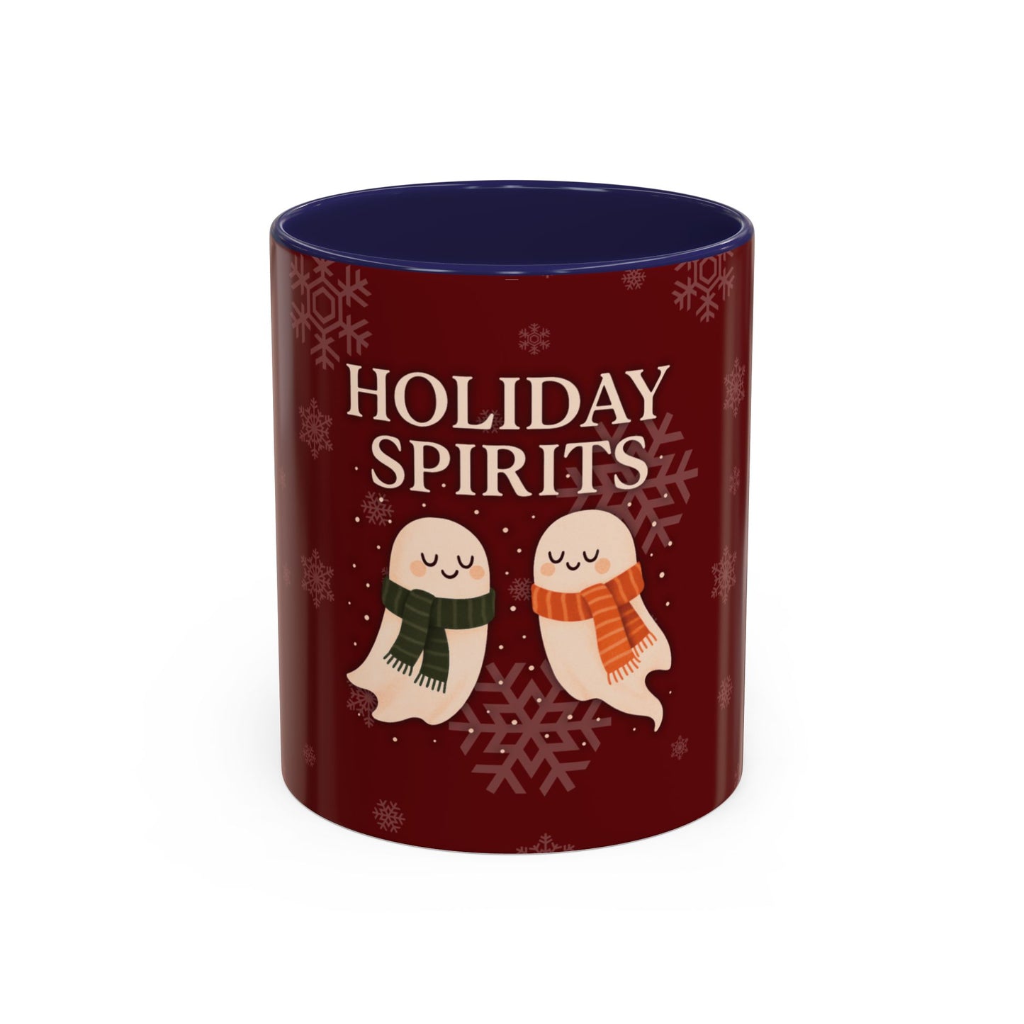 Holiday Spirits Ghost Mug – Cute Christmas Coffee Cup (11oz & 15oz, High-Gloss Accent Colors)