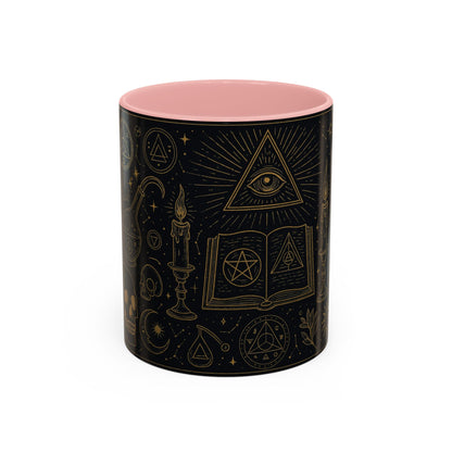 Witchy Aesthetic Coffee Mug – 15oz Black & Purple Ceramic with Occult Symbols – Goth Kitchen Decor, Halloween Gift Idea - 11oz/15oz