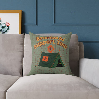 Fun Camping Decor Pillow - Emotional Support Tent – Boutique Canvas Throw Pillow