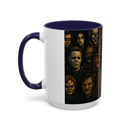 Horror Villain Collage Mug – 15oz & 11oz Ceramic Coffee Mug – Slasher Icons Halloween Gift – Goth Horrorcore Kitchen Decor