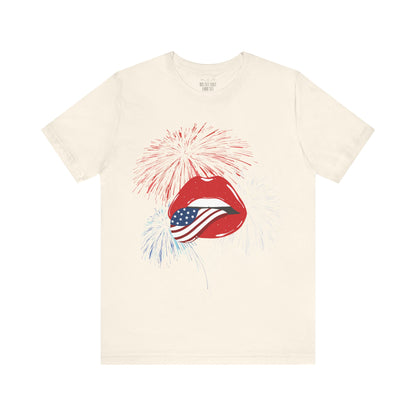 American Flag Lips Tee – Unisex Bella + Canvas Jersey Tee - 4th of July