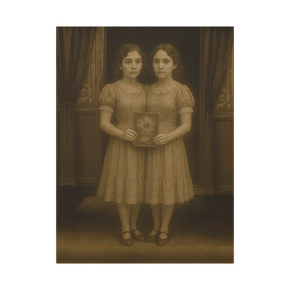 Conjoined Twins – Matte Canvas Print (Gallery-Wrapped) 0.75" – Vintage Circus-Inspired Canvas Wall Art