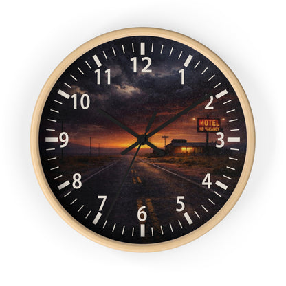 Still Here - Desert Motel No Vacancy Road Premium Wall Clock
